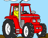 Coloring page Tractor working painted byTiger