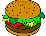 Coloring page Hamburger with everything painted byreannan