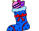 Coloring page Stocking with presents II painted bychofitas