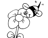 Coloring page Bee and flower painted byyuan