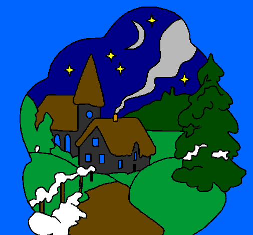 Coloring page Christmas town painted bynaim