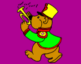 Coloring page Bear trumpet player painted bynóra
