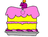 Coloring page Birthday cake painted bymimi
