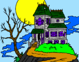 Coloring page Haunted house painted byanna