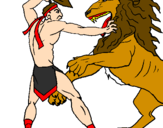 Coloring page Gladiator versus a lion painted bypablo jb popo ypipipun