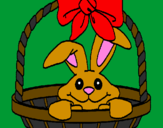 Coloring page Bunny in basket painted by julia rose