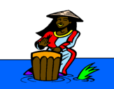 Coloring page Woman playing the bongo painted byTaylah