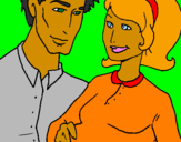Coloring page Father and mother painted bycathy