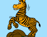 Coloring page Zebra jumping over rocks painted byMarga