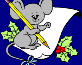 Coloring page Mouse with pencil and paper painted byCupcake