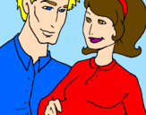 Coloring page Father and mother painted bymom and dad
