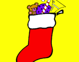 Coloring page Stocking with presents painted bydarielys