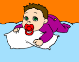 Coloring page Baby playing painted byantonette