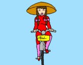 Coloring page Young Chinese woman painted byalex