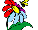 Coloring page Daisy with bee painted byariana