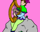 Coloring page Elf playing the harp painted byfortesa
