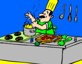 Coloring page Cook in the kitchen painted byperro