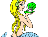 Coloring page Mermaid and pearl painted bybobby