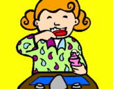 Coloring page Little girl brushing her teeth painted byarant