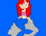 Coloring page Mermaid sitting on a rock painted bystasha