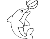 Coloring page Dolphin playing with a ball painted byangel