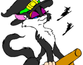 Coloring page Witch cat painted byelena