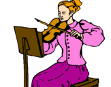 Coloring page Female violinist painted byines