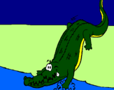 Coloring page Alligator entering water painted byaustin .g