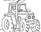 Coloring page Tractor working painted byjoel