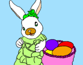 Coloring page Easter bunny with watering can painted bydani