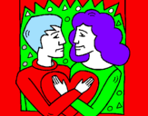 Coloring page Boy and girl in love painted byshelley cash