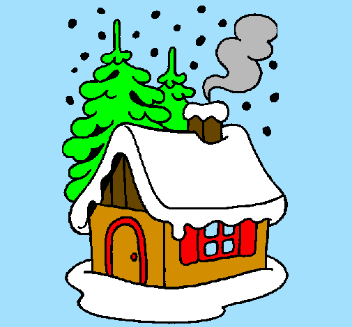 Coloring page House in snow painted byevie
