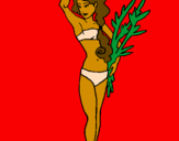Coloring page Roman woman in bathing suit painted byChelsea