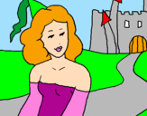Coloring page Princess and castle painted bykimberly