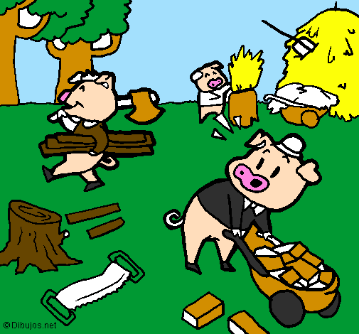 Coloring page Three little pigs 1 painted bygael