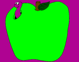 Coloring page Worm in fruit painted bysylvester