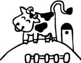 Coloring page Happy cow painted byyuan