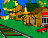 Coloring page Train station painted byBo Pickett