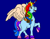 Coloring page Unicorn with wings painted bypinky