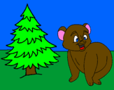 Coloring page Bear and fir tree painted byOliver A