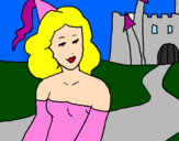 Coloring page Princess and castle painted bynoemi
