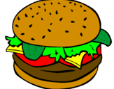 Coloring page Hamburger with everything painted byharryboo