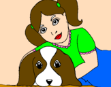 Coloring page Little girl hugging her dog painted byKatelyn