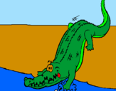 Coloring page Alligator entering water painted bykristyn