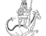 Coloring page Saint George and the dragon painted byge