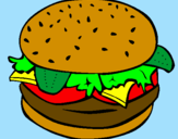 Coloring page Hamburger with everything painted byLinda