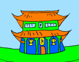 Coloring page Japanese temple painted byjesus