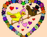 Coloring page Heart with birds painted byRose