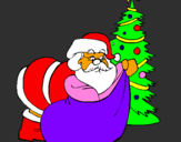 Coloring page Santa Claus delivering presents painted byJULY