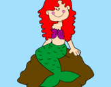 Coloring page Mermaid sitting on a rock painted bymelanie
